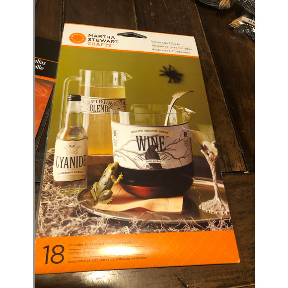 NWT MARTHA STEWART Holidays Halloween Party Wine Bottle Adhesive Decor 48 Labels - Picture 6 of 10